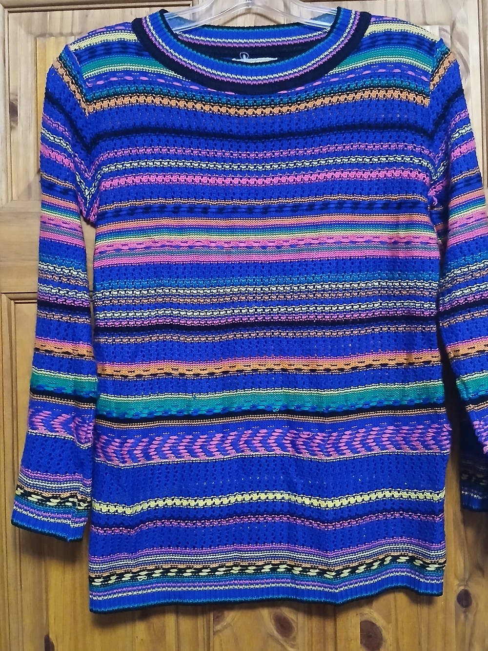 Vintage Multicolor Striped Knit Sweater - Blue